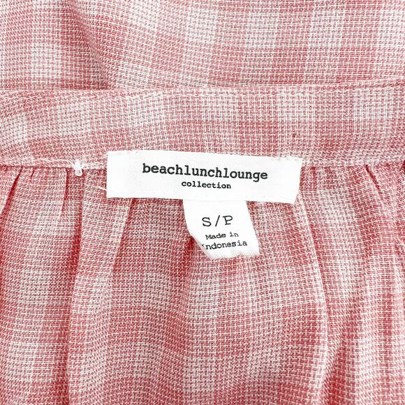 BeachLunchLounge Pink 3/4 Sleeve Gingham Blouse Small - Picture 3 of 3